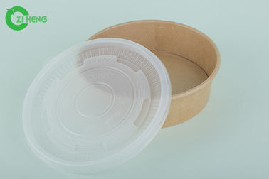 Kraft Paper Disposable Food Containers Oil Proof 25 Oz With Plastic Lid